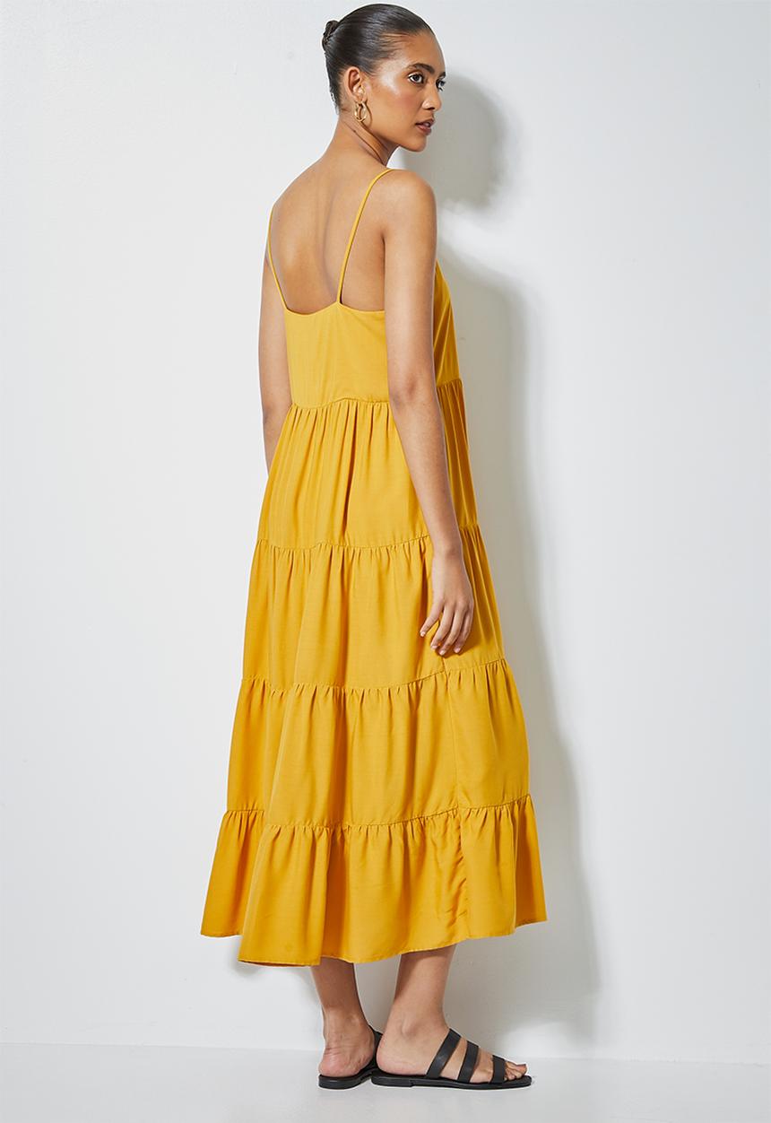 Superbalist - Tiered strappy midi - mustard