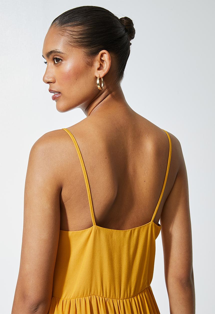 Superbalist - Tiered strappy midi - mustard