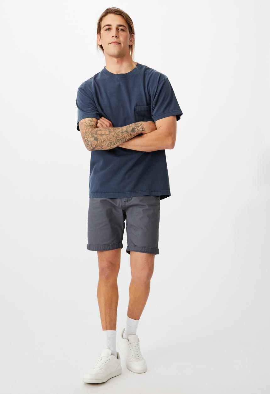 Cotton On - Washed chino short - pigment navy