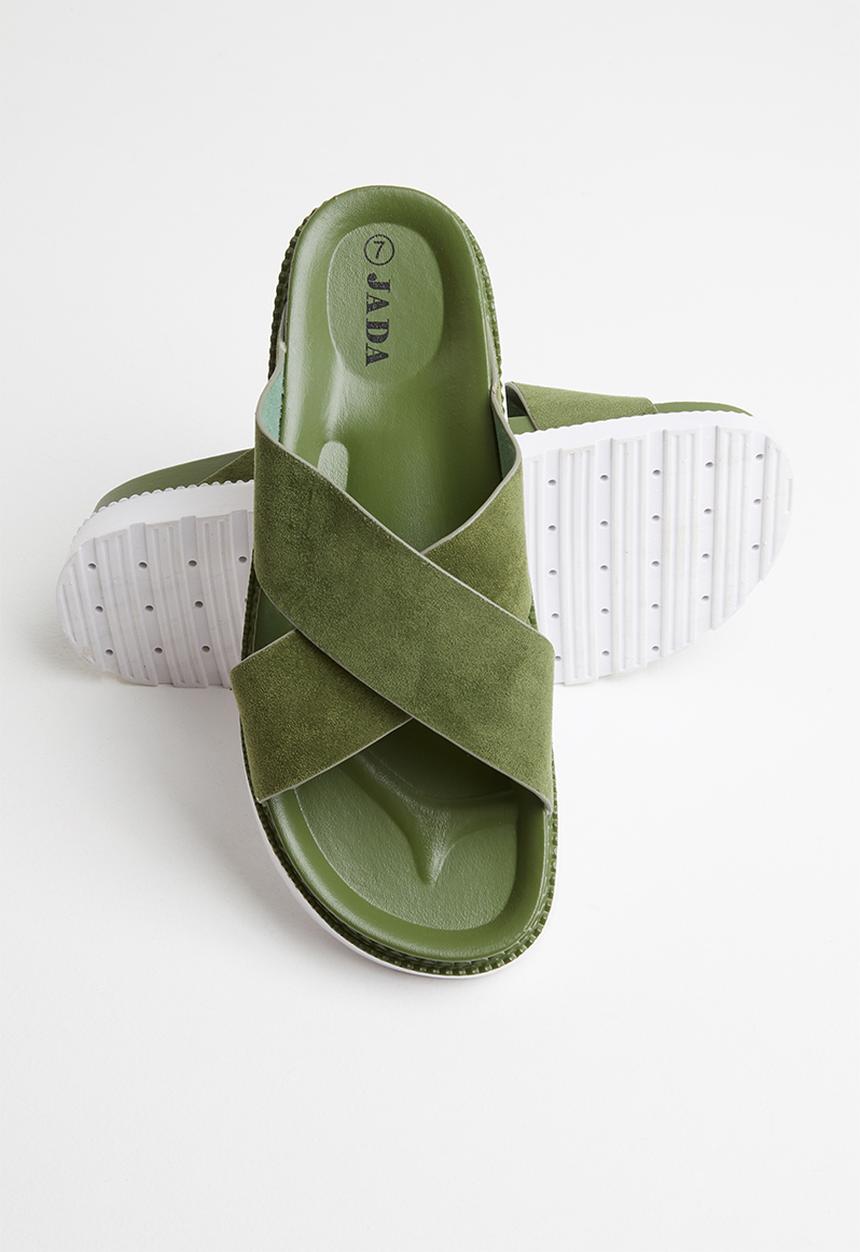 Jada - Cross strap slide - khaki