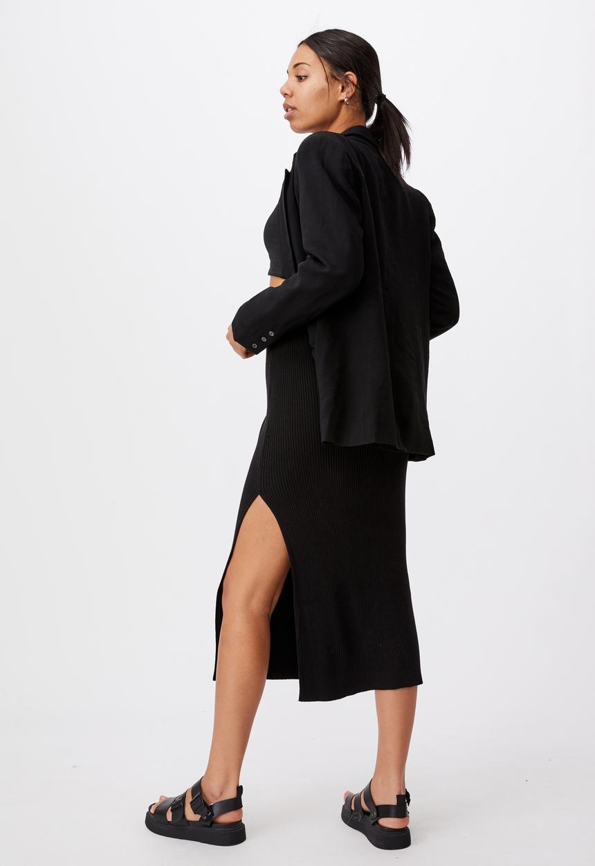 Cotton On - Stella knit midi skirt - black