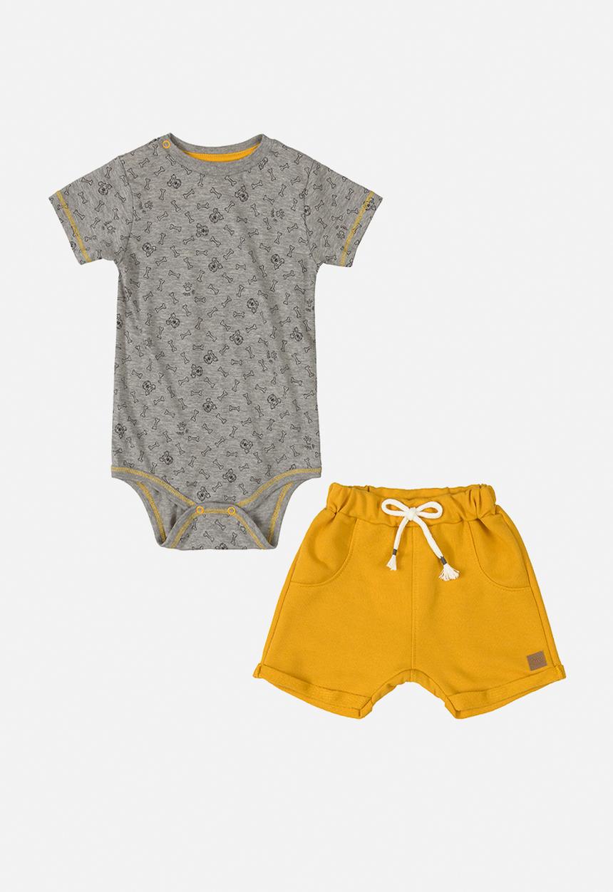 UP Baby - Baby boys bodysuit & sweat shorts set - grey