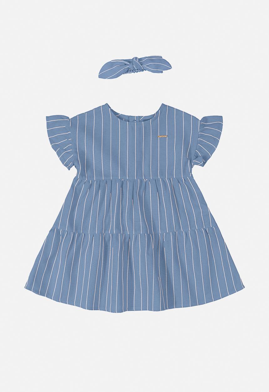 UP Baby - Dyed woven dress & headband set - blue