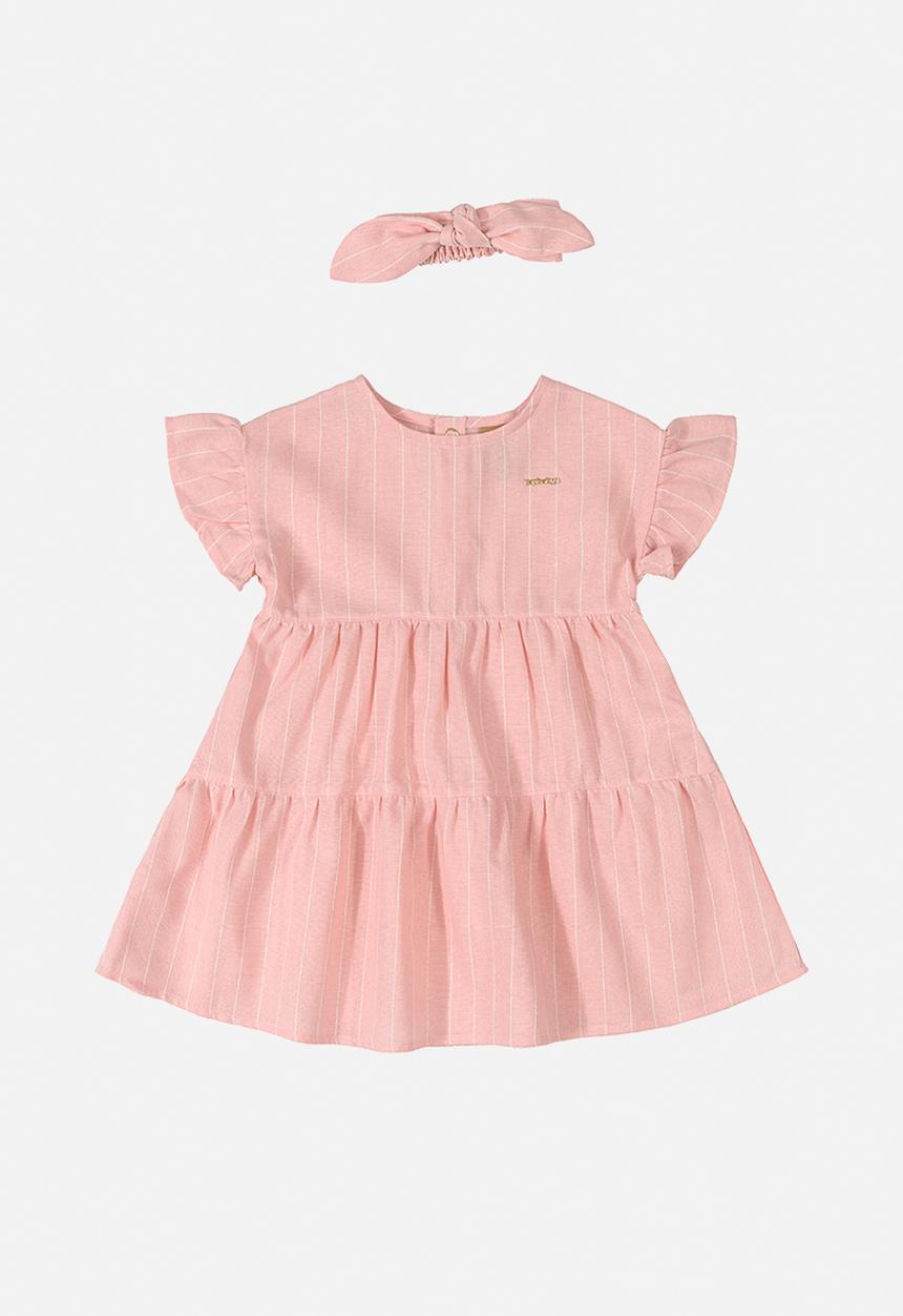 UP Baby - Dyed woven dress & headband set - pink