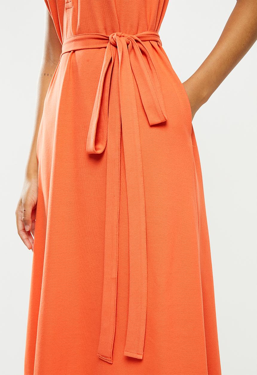 POLO - Bianca sl longer length golfer dress - orange