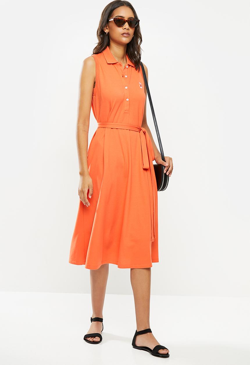 POLO - Bianca sl longer length golfer dress - orange
