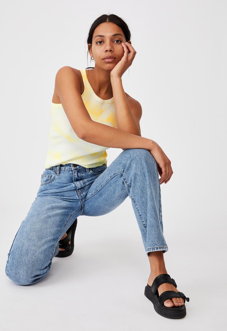 Cotton On - The turn back tank - lemon tie dye