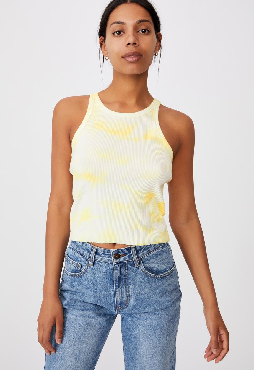 Cotton On - The turn back tank - lemon tie dye