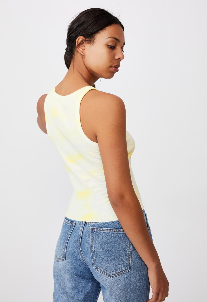 Cotton On - The turn back tank - lemon tie dye