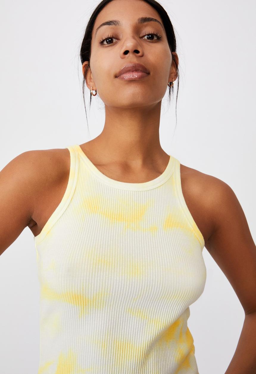 Cotton On - The turn back tank - lemon tie dye