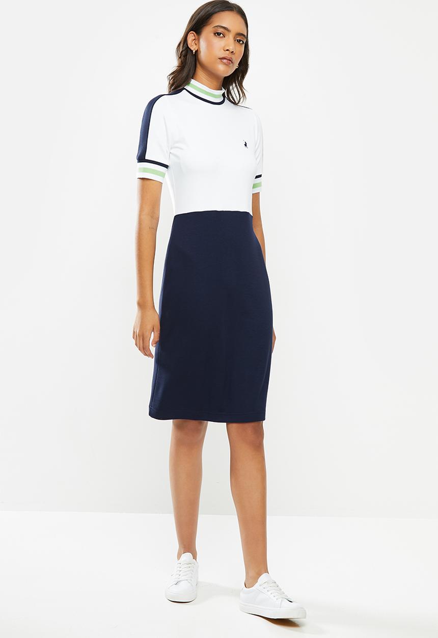 POLO - Buhle short sleeve high neck sport golfer dress - white