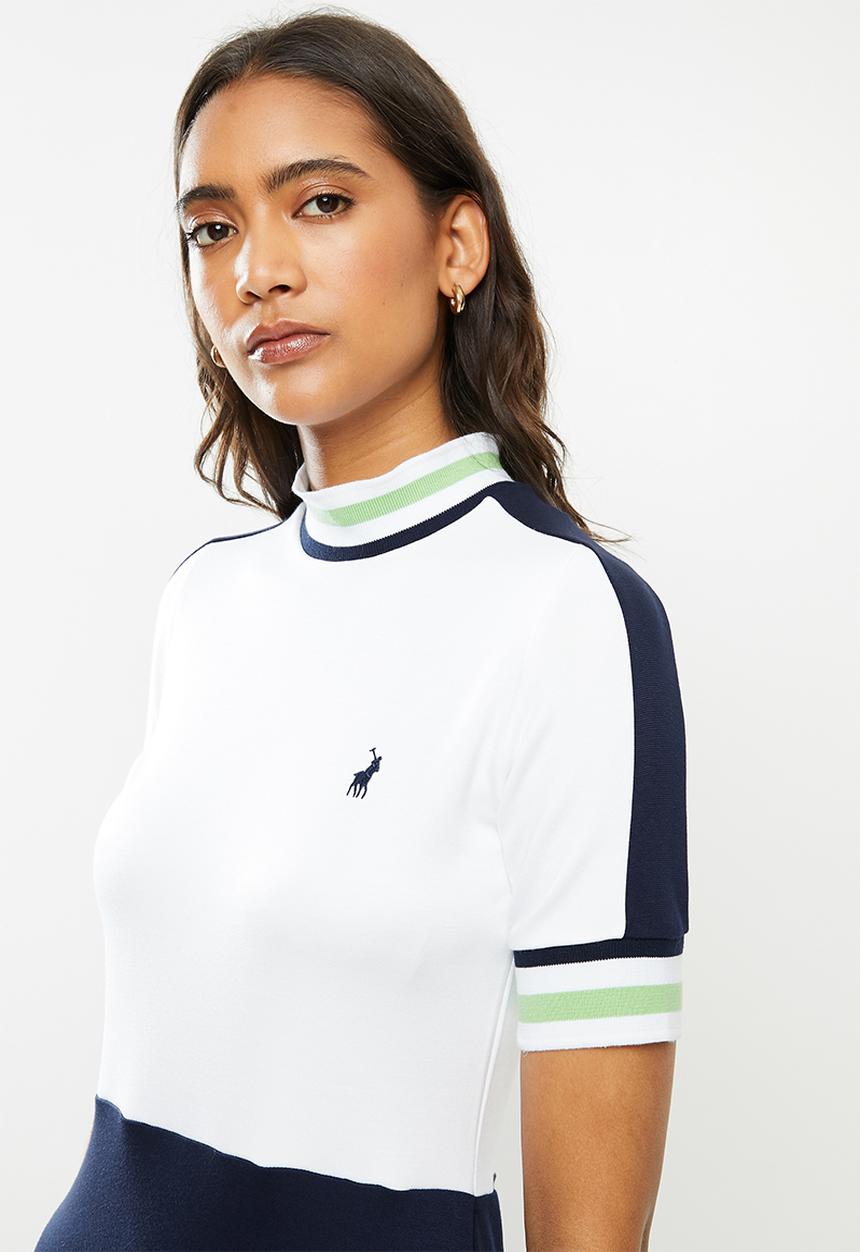 POLO - Buhle short sleeve high neck sport golfer dress - white