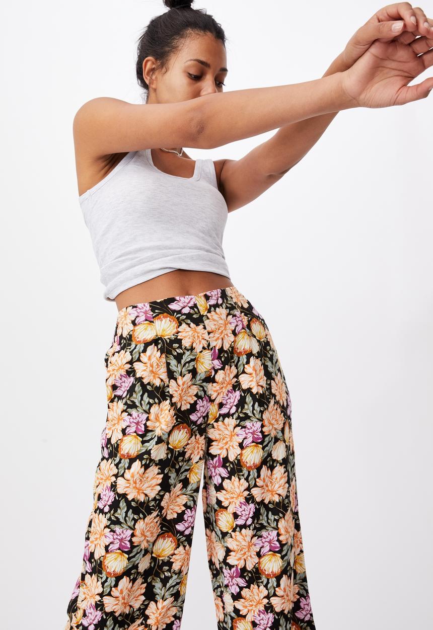 Cotton On - Wide leg paradise pant - kaia shell black