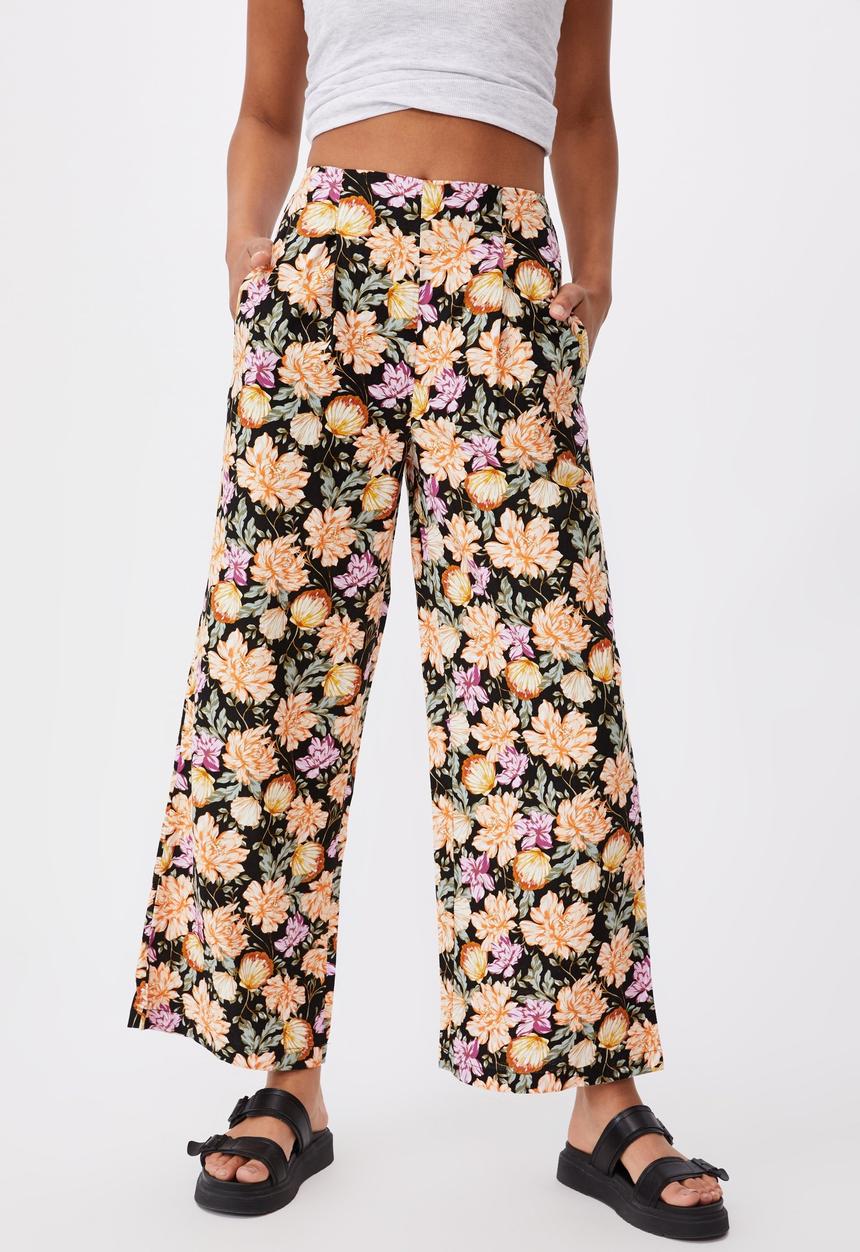 Cotton On - Wide leg paradise pant - kaia shell black
