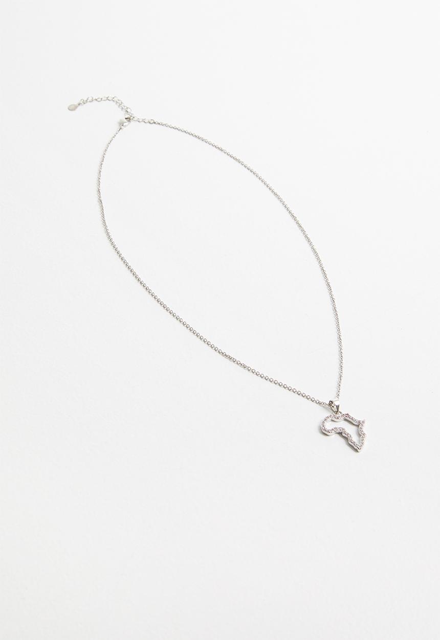 Keren Bella - Diamante African pendant necklace - silver