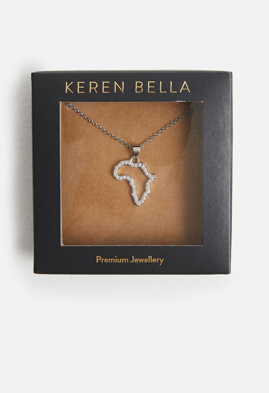 Keren Bella - Diamante African pendant necklace - silver