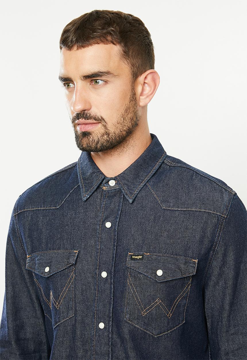 Wrangler - Denim regular fit  shirt - dark wash