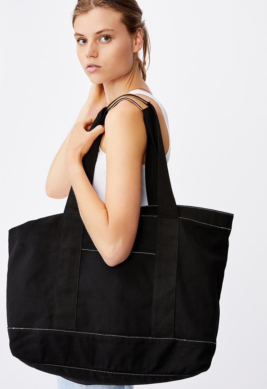 Rubi - Day tripper canvas tote - black