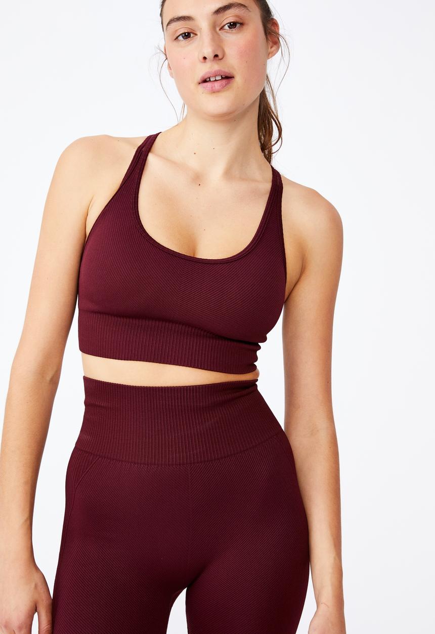 Cotton On - Lifestyle rib seamless crop - mulberry