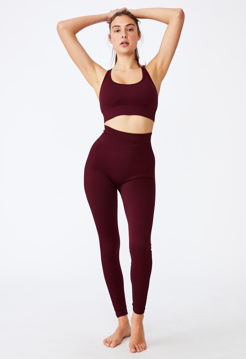 Cotton On - Lifestyle rib seamless crop - mulberry