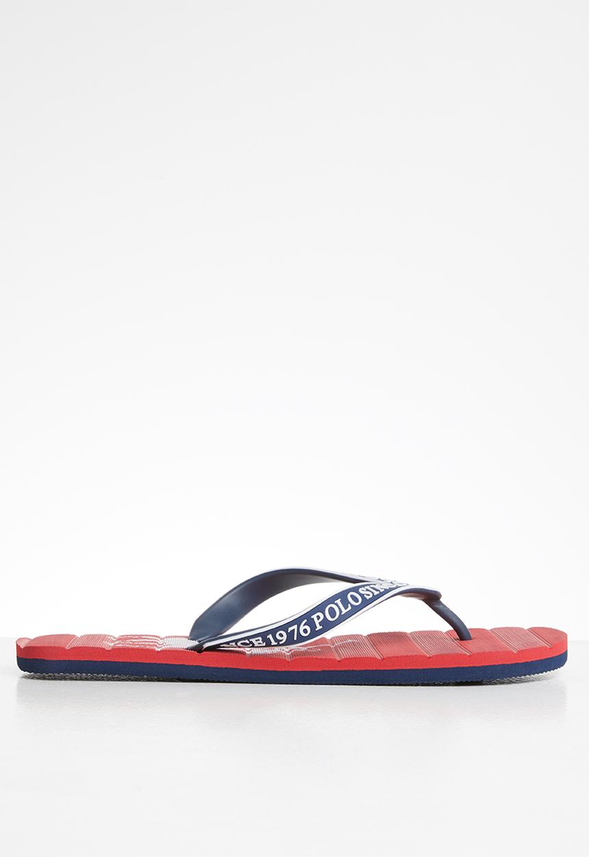 POLO - Owen striped pony flip flop - burgundy