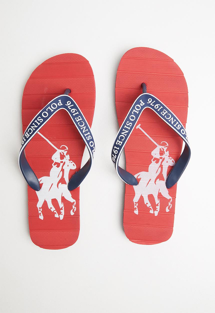 POLO - Owen striped pony flip flop - burgundy