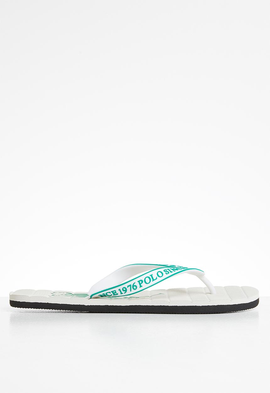 POLO - Owen striped pony flip flop - white