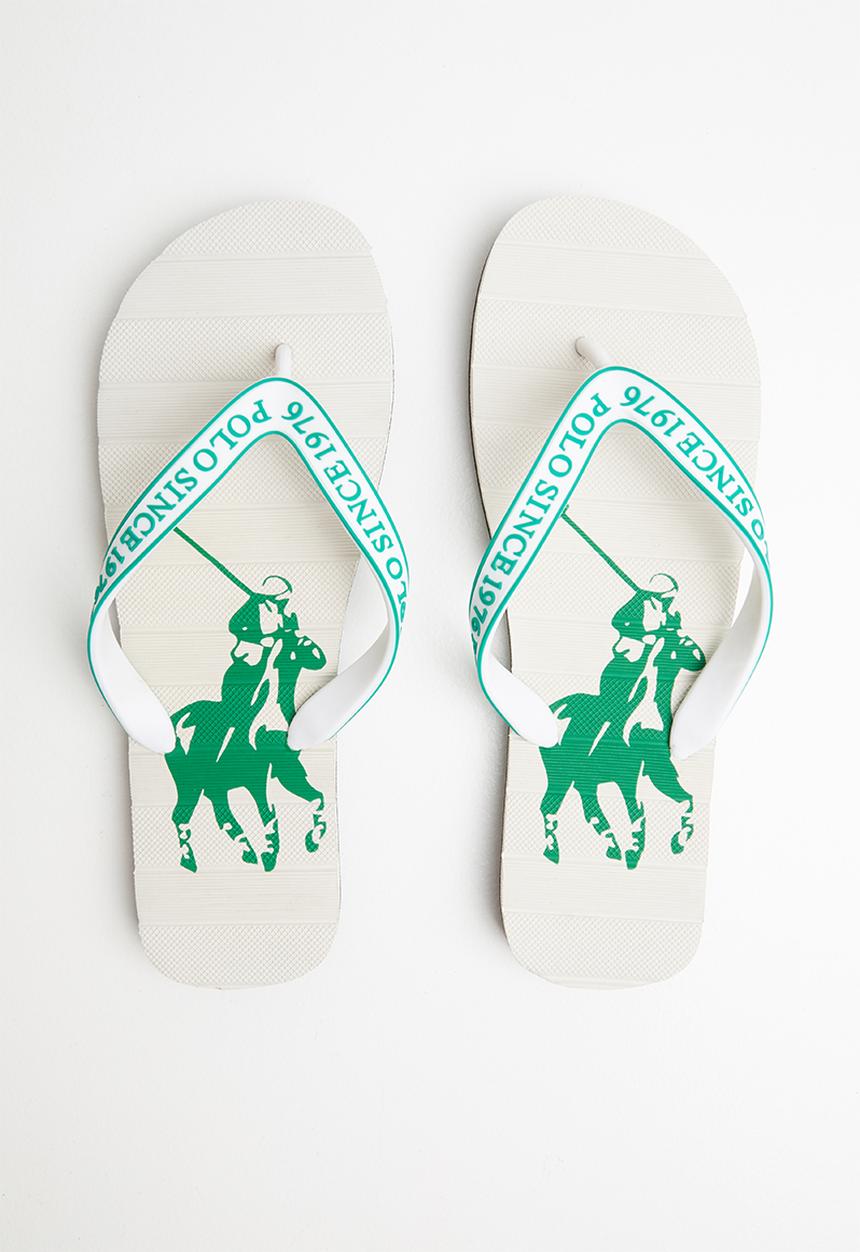 POLO - Owen striped pony flip flop - white