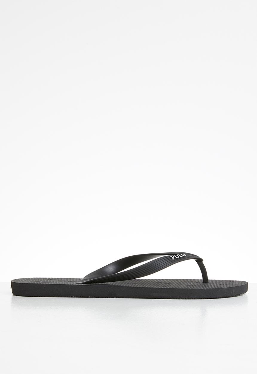POLO - Mens lucas tonal monogram flip flop - black