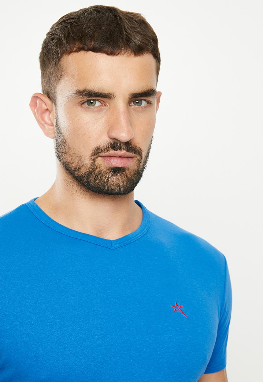 SOVIET - Bolt s20 short sleeve muscle fit T-shirt - mosaic blue