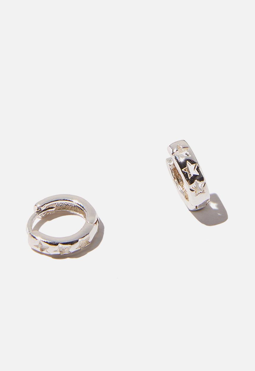 Rubi - Ear party huggie hoops - silver