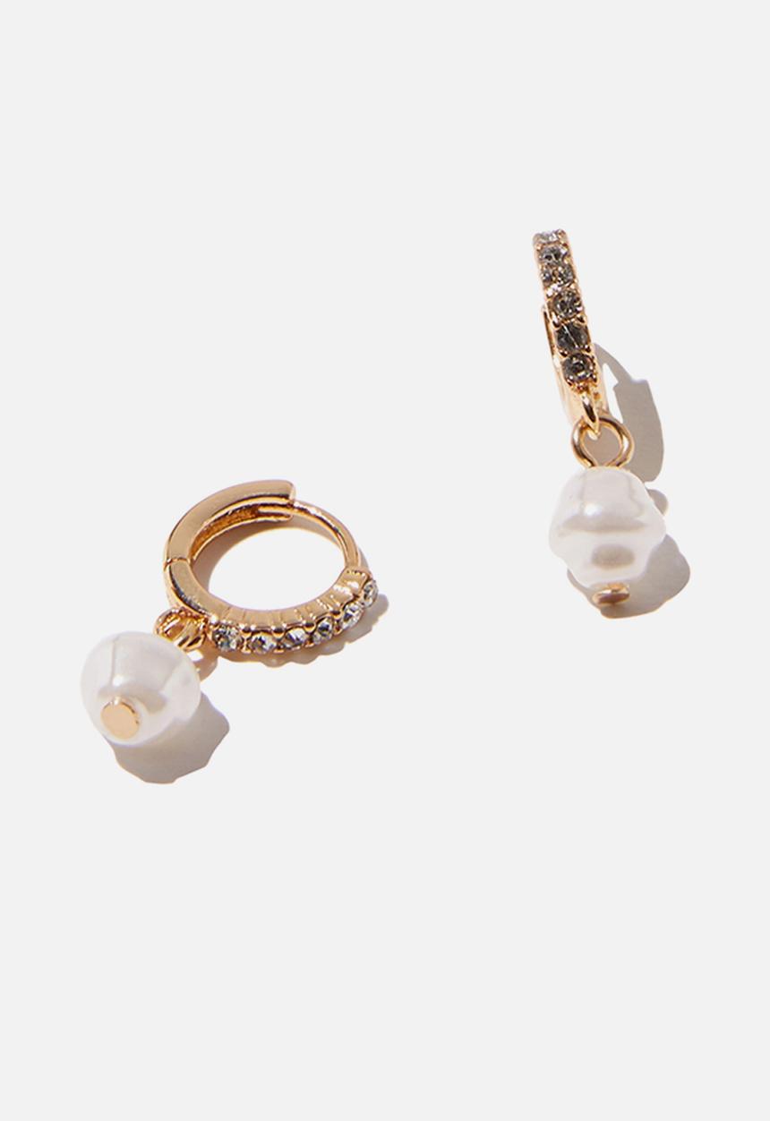 Rubi - Ear party luxe huggie hoops - gold & white