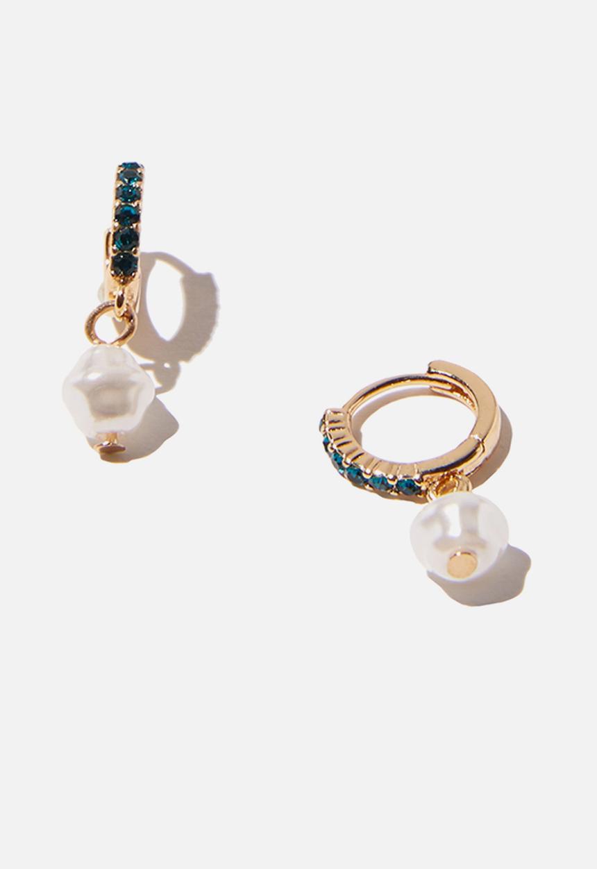Rubi - Ear party luxe huggie hoops - green & gold 