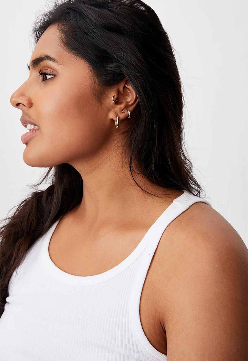 Rubi - Ear party luxe huggie hoops - green & gold 