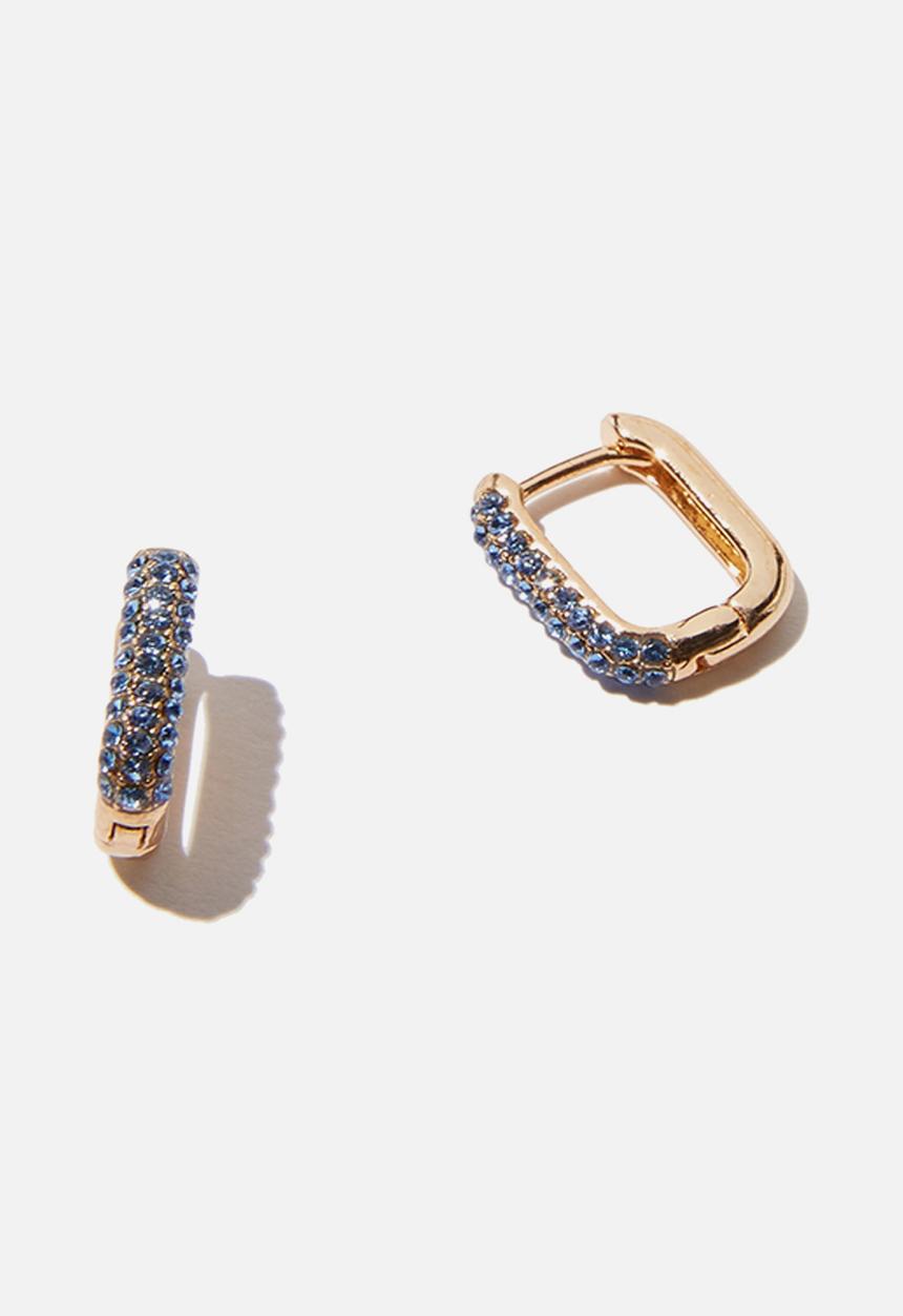 Rubi - Ear party luxe huggie hoops - blue & gold 