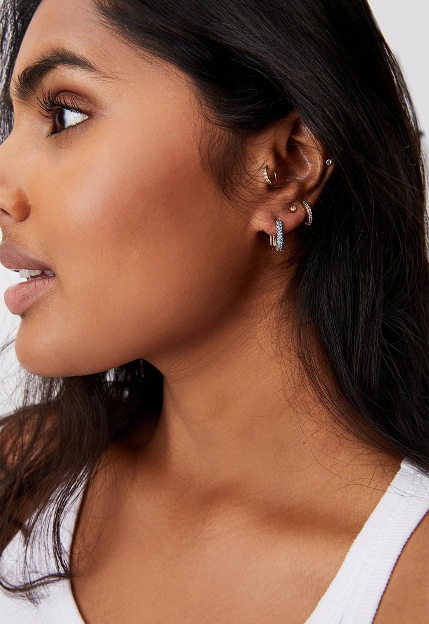 Rubi - Ear party luxe huggie hoops - blue & gold 