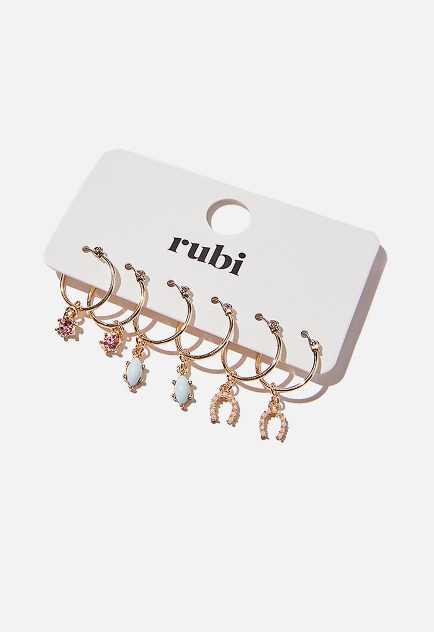 Rubi - 3 Pack luxe layers hoops - gold 