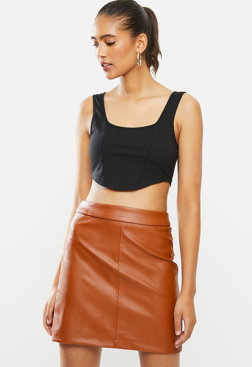 Blake - Knit corset look crop top - black