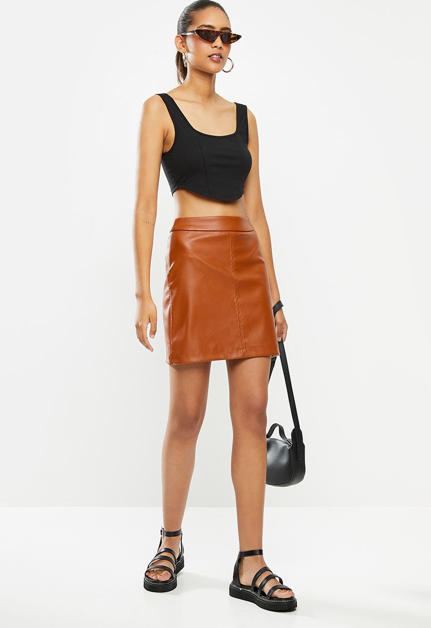 Blake - Knit corset look crop top - black