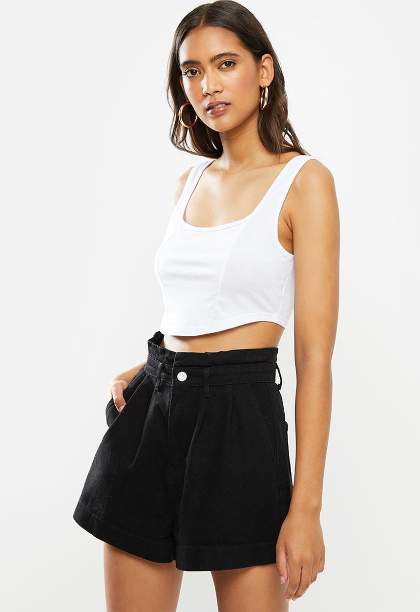 Blake - Knit corset look crop top-white