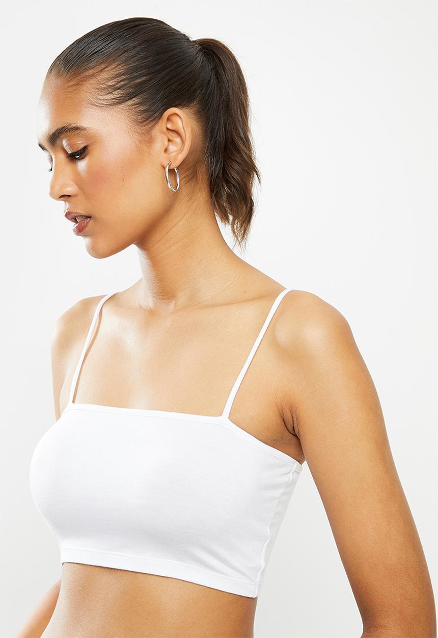 Blake - Spaghetti strap cami crop top-white