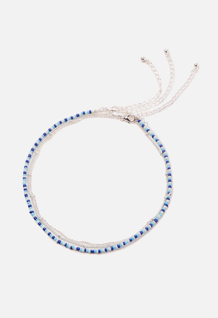 Rubi - Holiday beaded 3 pack necklace set - blue 