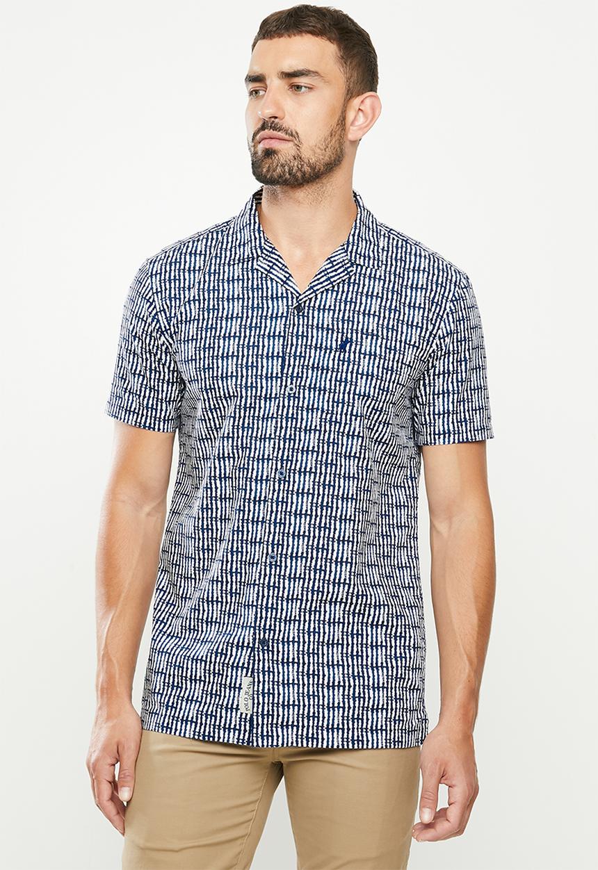 POLO - Pjc zion stripe short sleeve shirt - navy