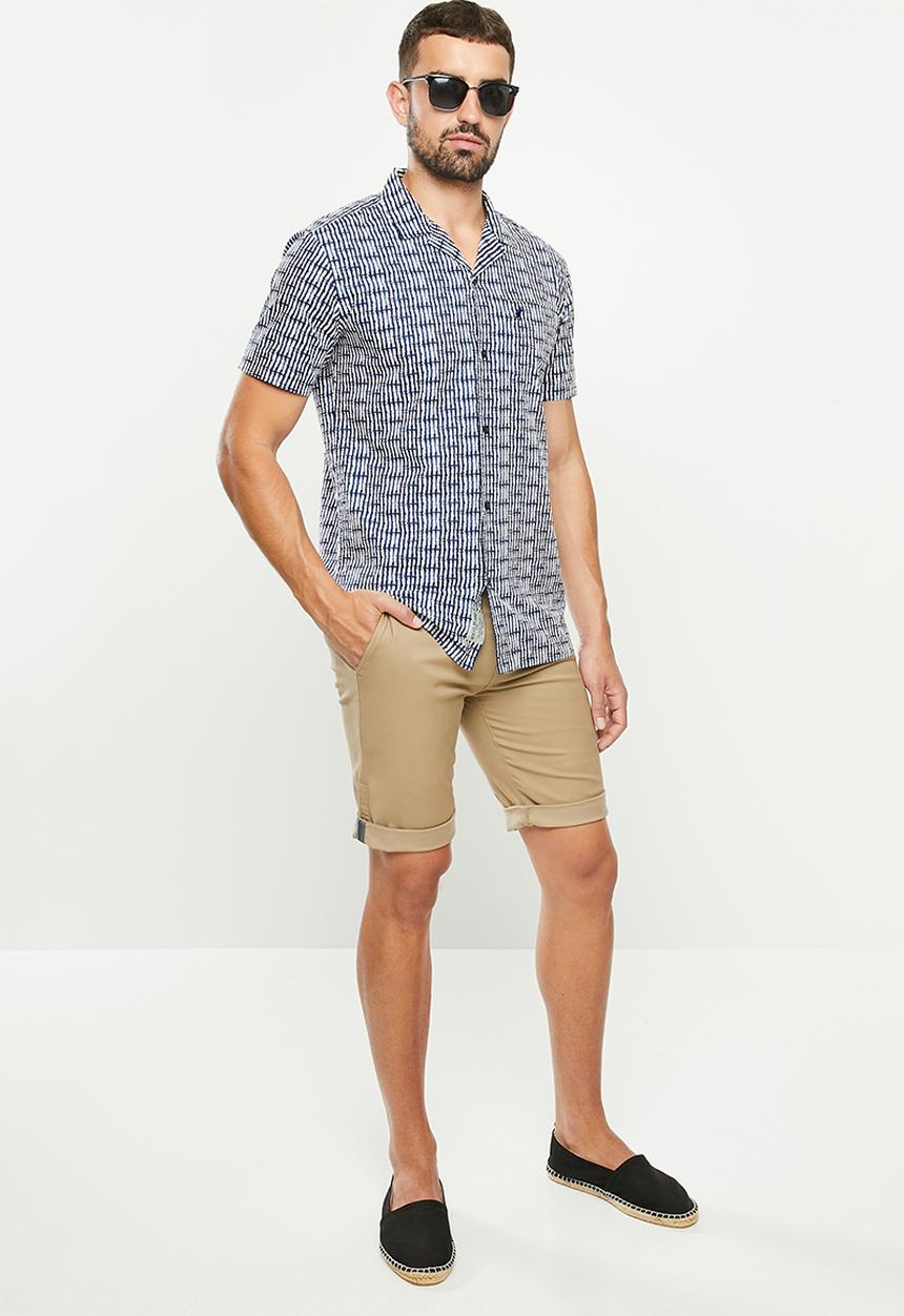 POLO - Pjc zion stripe short sleeve shirt - navy