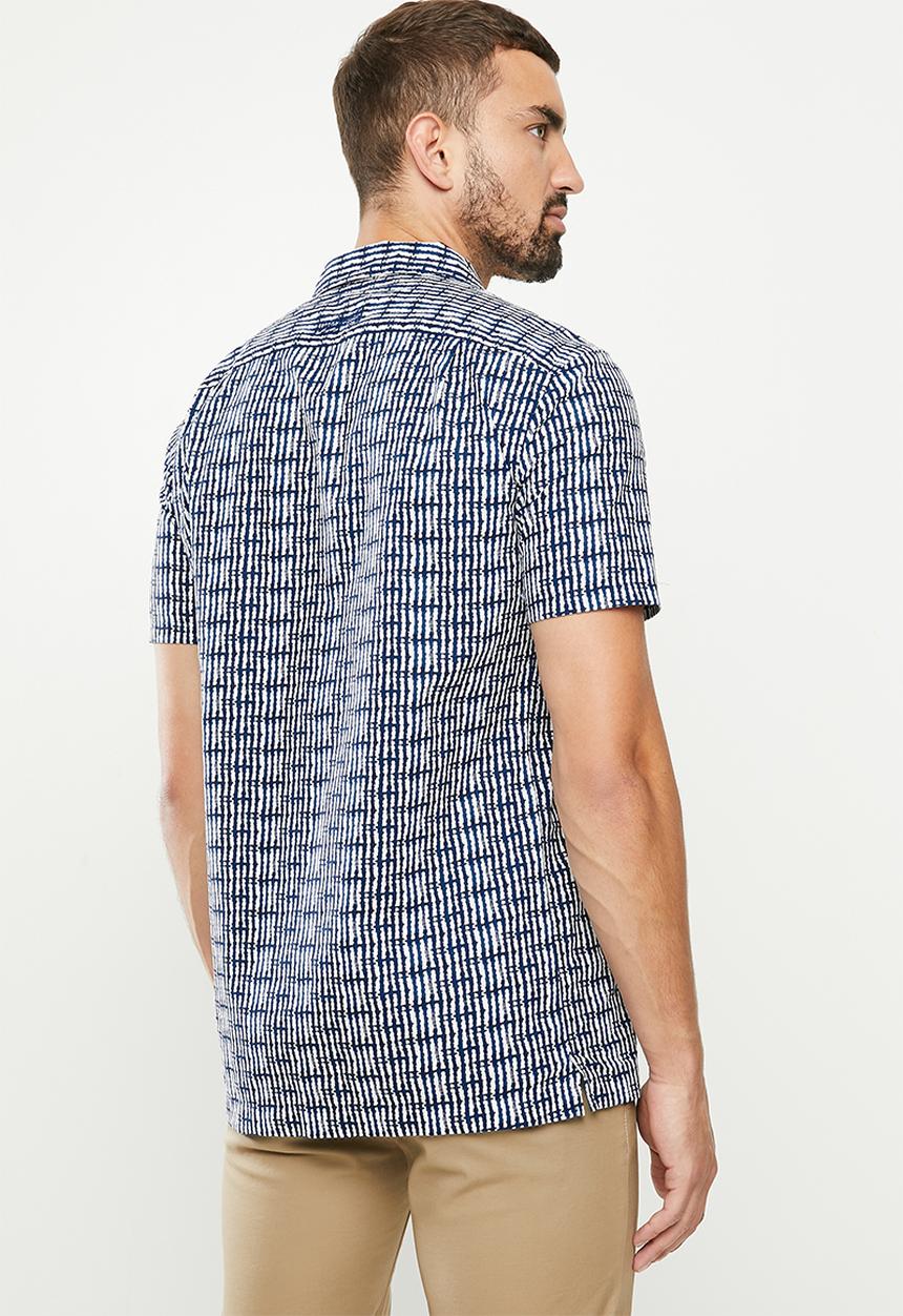 POLO - Pjc zion stripe short sleeve shirt - navy