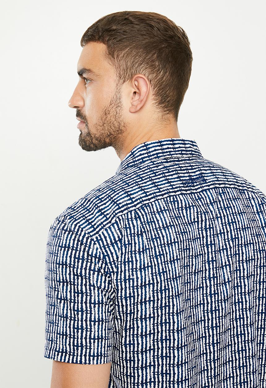 POLO - Pjc zion stripe short sleeve shirt - navy