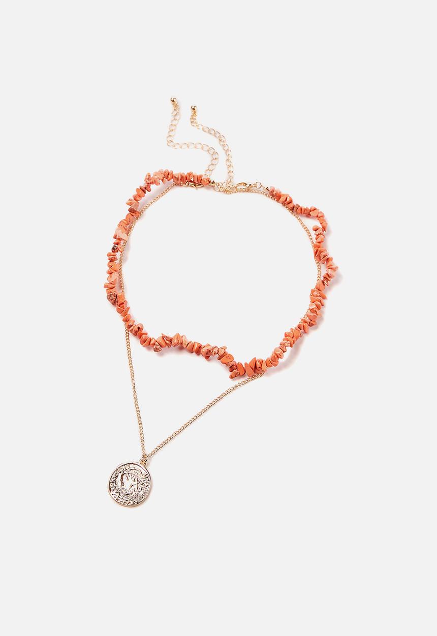 Rubi - Holiday sunset 2 Pack necklace set - coral