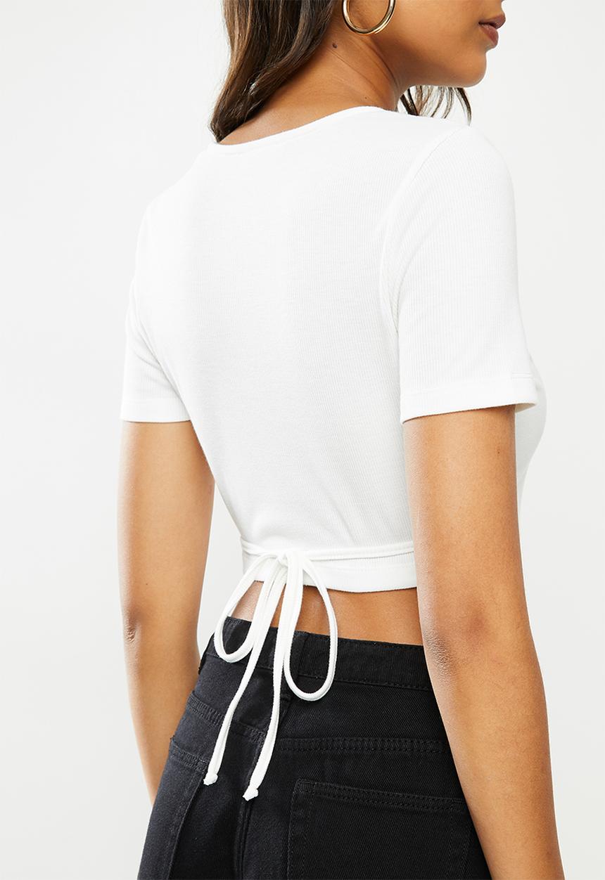 Blake - Wrap-tie crop top - ivory