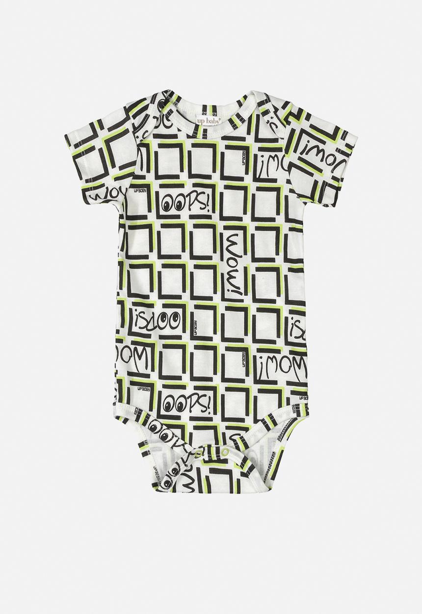 UP Baby - Boys bodysuit, pants & bib set - black & white