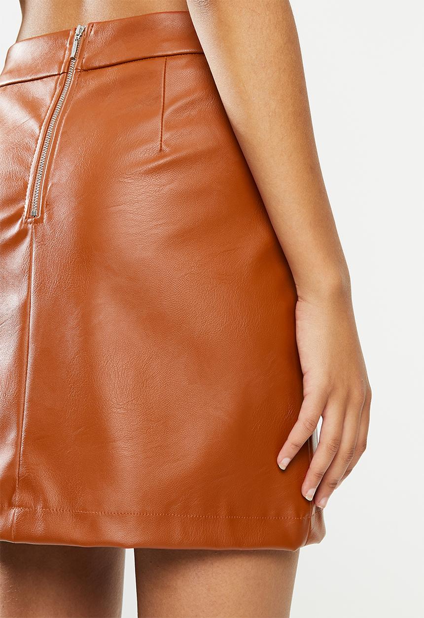 Blake - Pu a-line mini skirt - rust